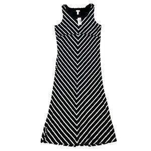 Chicos Women's Size L Black & White Striped Sleeveless Maxi Casual Dress
